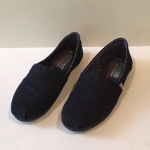 Bobs by Skechers Black Pull On Girls Flats Shoes